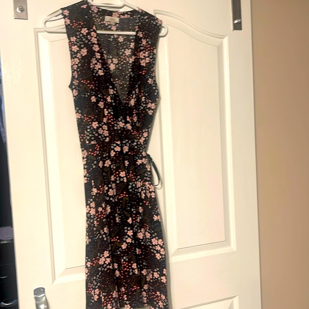 Black floral wrap around dress from Loft